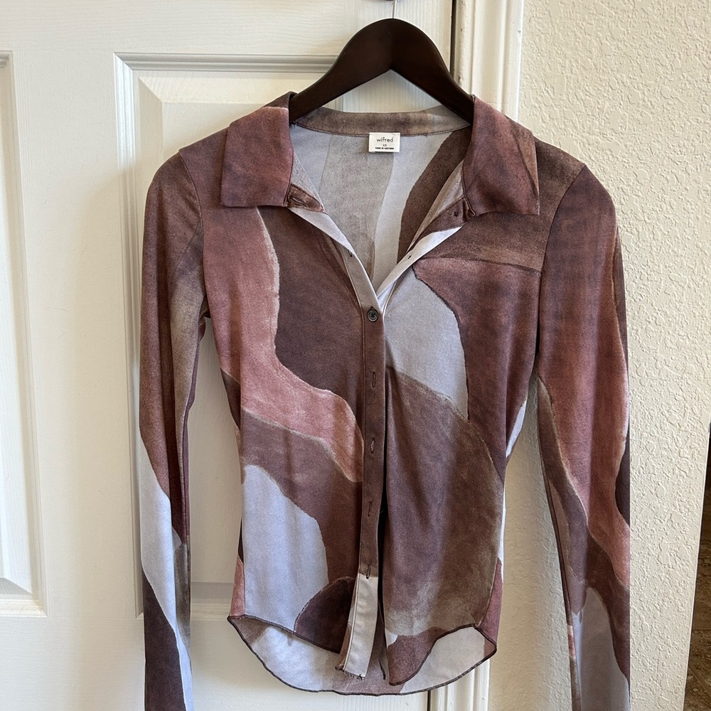 Aritzia Multicolor Abstract Button-Down Shirt